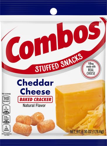 COMBOS CHEESE SNACKS – CHEDDAR CHEESE SNACK BAGS 1.8 OUNCE, PACK OF 18, BAKED CRACKER SNACK COMBOS BULK BOX