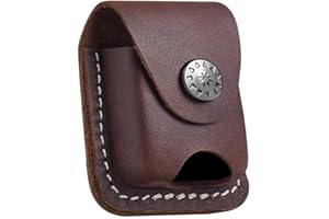 UEMOH Handmade Fliptop Leather Lighter Pouch Holder Case with Pocket Belt Loop
