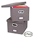 Internet's Best Collapsible File Storage Organizer with Lid - Decorative Linen Filing & Storage Office Box – Hanging Letter/Legal Folder – Home Office Bins Cabinet – Grey Container - 2 Pack