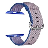 MXY 2016 Newest Apple Watch Band Arbor Home Fine Woven Nylon Replacement Wrist Classic Bracelet Strap Bands for iWatch – 42mm – Royal Blue