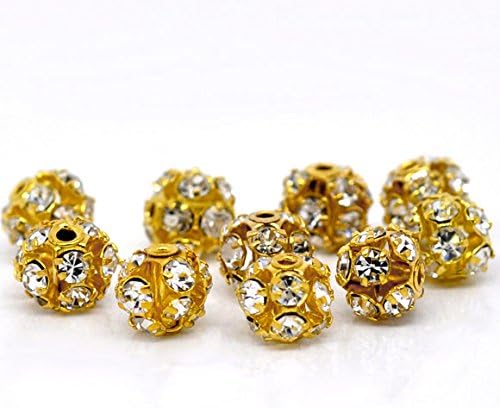 Filigree Rhinestone Balls / Spacers Beads / Rhinestone Round Beads (Round Filigree 6mm - 30 pcs , Gold)