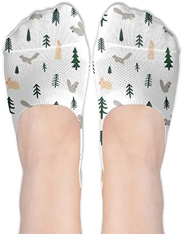 Conifer Trees Cute Cartoon Dount Thin No Show Socks Girl Novelty Camp Low Cut Socks