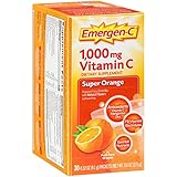 Emergen-C (30 Count, Super Orange Flavor, 1 Month Supply) Dietary Supplement Fizzy Drink Mix with 1000mg Vitamin C, 0.32 Ounce Packets, Caffeine Free