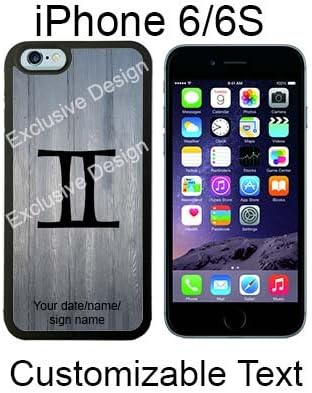 Horoscope Gemini Wood Custom Personalized Case/Cover/skin for iPhone 6 / 6S - Black - Rubber Case (Ships from CA)