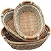 RT450100-3: Handwoven Wicker Storage Baset Curve Pole Handle Baskets in Brown (Set of 3)