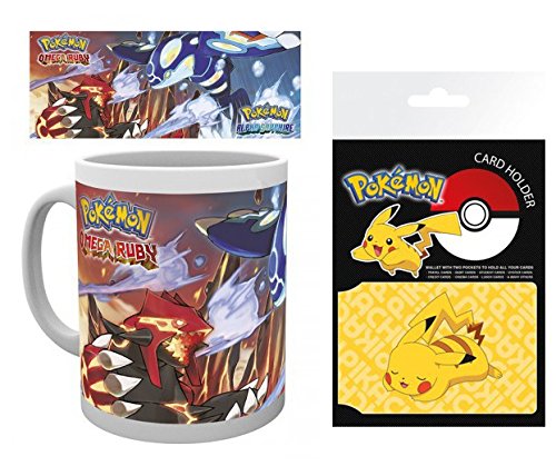 1art1 Set: Pokemon, Omega Ruby and Alpha Saphire Photo Coffee Mug (4x3 inches) and 1 Pokemon, Credit Card Holder Wallet for Fans Collectible (4x3 inches)