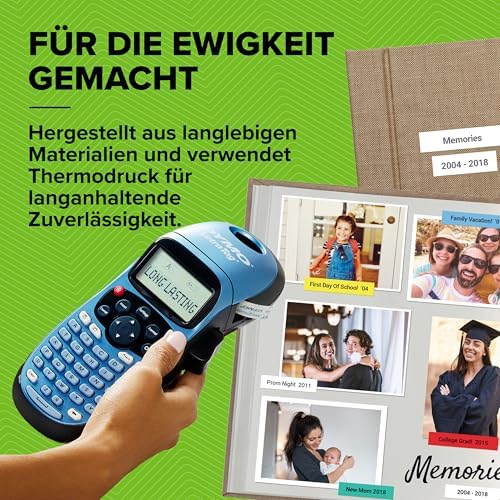 LetraTag LT-100H Beschriftungsgerät Handgerät | Tragbares Etikettiergerät mit ABC Tastatur | blau | Ideal fürs Büro oder zu Hause