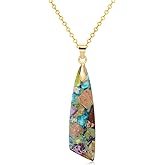 Wovanoo Nature Stone Necklaces for Women Boho Pendant Necklace 18K Gold Chain Necklaces