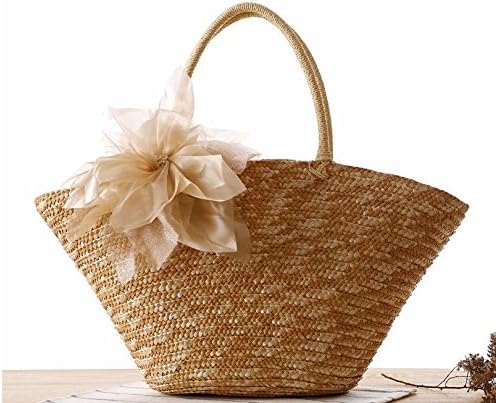 Designer Summer Straw Woven Beach Bag (Khakhi)