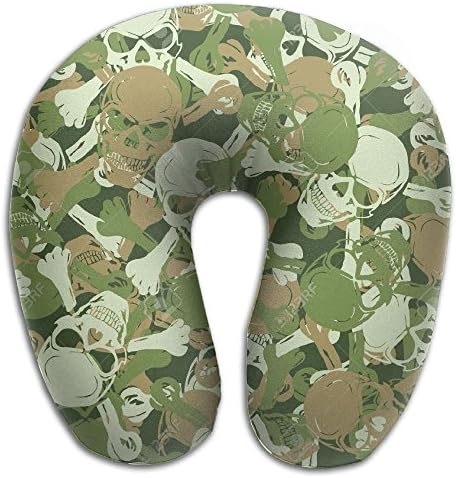 TravelMaster Skull Camouflage Memory Foam Travel Neck Pillow