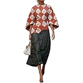 TIAFORD Women's Spring Summer Elegant Floral Print Empire Waist Dress Casual Cute Crew Neck Loose Half Sleeve Maxi Dresses