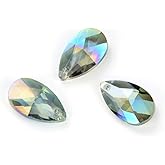 20pcs Czech Faceted Crystal Glass Pear Chandelier Pendant Drop Loose Beads Suncatcher 22mm Large Green Peridot Shimmer for DIY Jewelry Craft Making CCE-36