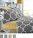 OJV Pinzon 300 Thread Count Lattice Duvet Cover Set, Full/Queen, Platinum