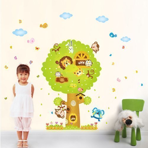 Walplus Wall Stickers Animal Home Removable Self-Adhesive Mural Art Decals Vinyl Home Decoration DIY Living Bedroom Décor Wallpaper Kids Room Gift, Multi-colour
