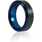 TGNEL Gray Carbon Fiber Stainless Steel Fidget Ring for Men Women, Blue/Steel Rotating Spinner Rings Band Relieving Anxiety Wedding Engagement Promise Ring Polished Inner Finish Fit Size 7-15