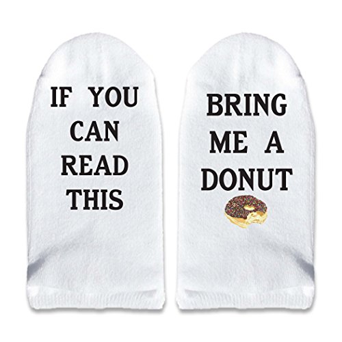 If You Can Read This Bring Me Wine - Multiple Sayings Available - Coffee Beer Cocktail - No-Show Socks Size 9-11 (Donut)