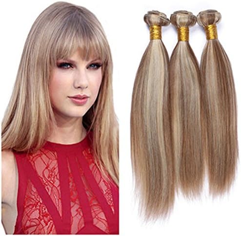 Ruma Hair 8A Brown Blonde Ombre Brazilian Virgin Hair Weft Extensions Silky Straight 3/4Pcs Lot Mixed Lengths Two Tone 8/613 Mix Piano Color 1Highlight 100% Human Hair Weave 3/4 Bundles (18 20 22 24)