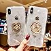 DMaos Xs Max Case with Ring Holder, Embed Diamonds Design for Women, Soft TPU Crystal Clear Slim Cover with Rhinestone Kickstand - Flower 4.2+28