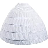 Koquena Petticoat Skirt for Women Under Dress 6 Hoop Skirt Floor Length Wedding Dress crinoline underskirt for women Bridal