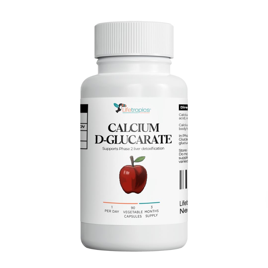 Lifetropics Calcium D-Glucarate - 500mg Calcium D-Glucarate - Lab Tested - Liver Detox Supplement - 90 Vegetable Capsules