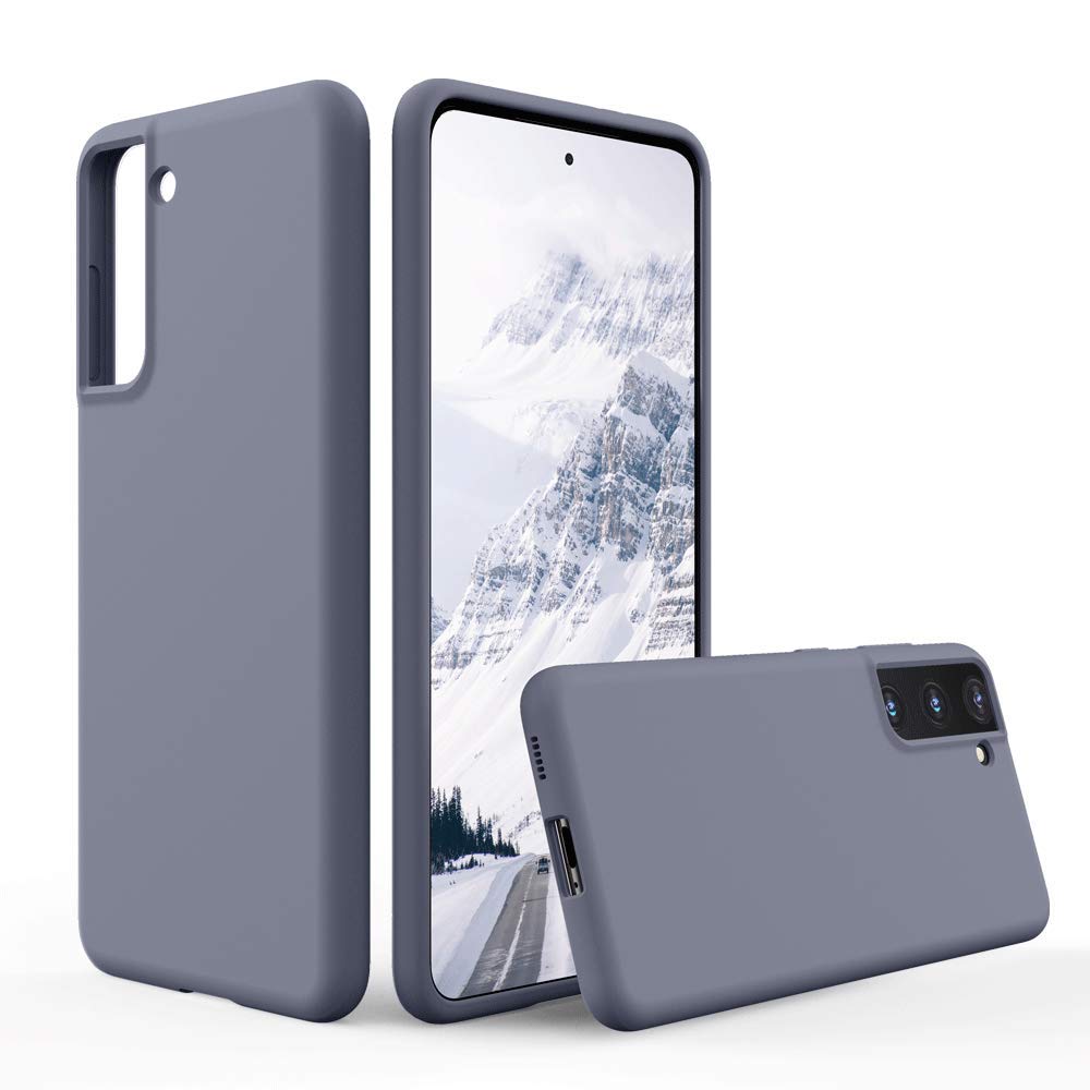 SURPHY Liquid Silicone Case Compatible with Samsung Galaxy 21+ Plus Case 6.7 inch, Gel Rubber Full Body Shockproof Phone Case for Samsung Galaxy 21+ Plus 5G (2021) (Lavender Gray)