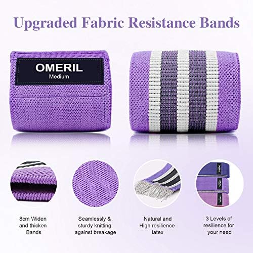 OMERIL Resistance Bands, 3 Packs Fabric Exercise Bands Set, Wide