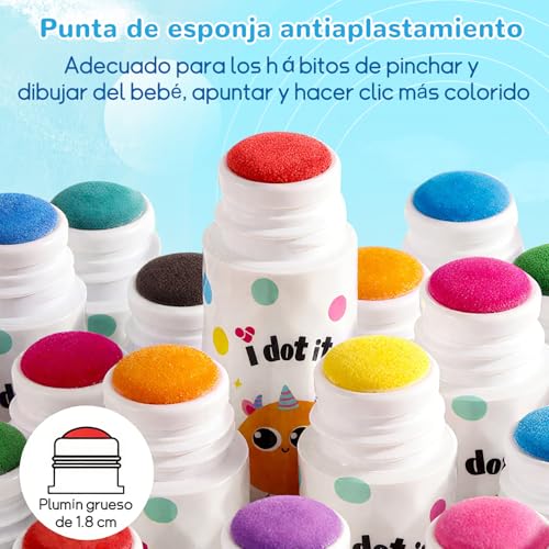 TGEXYI Dot Markers - 12 Colores Marcadores Lavables para Niños para Bingo en Edad PreescolarMarcadores de Puntos para Niños Pequeños, Arte de Puntos, Pinturas de Puntos