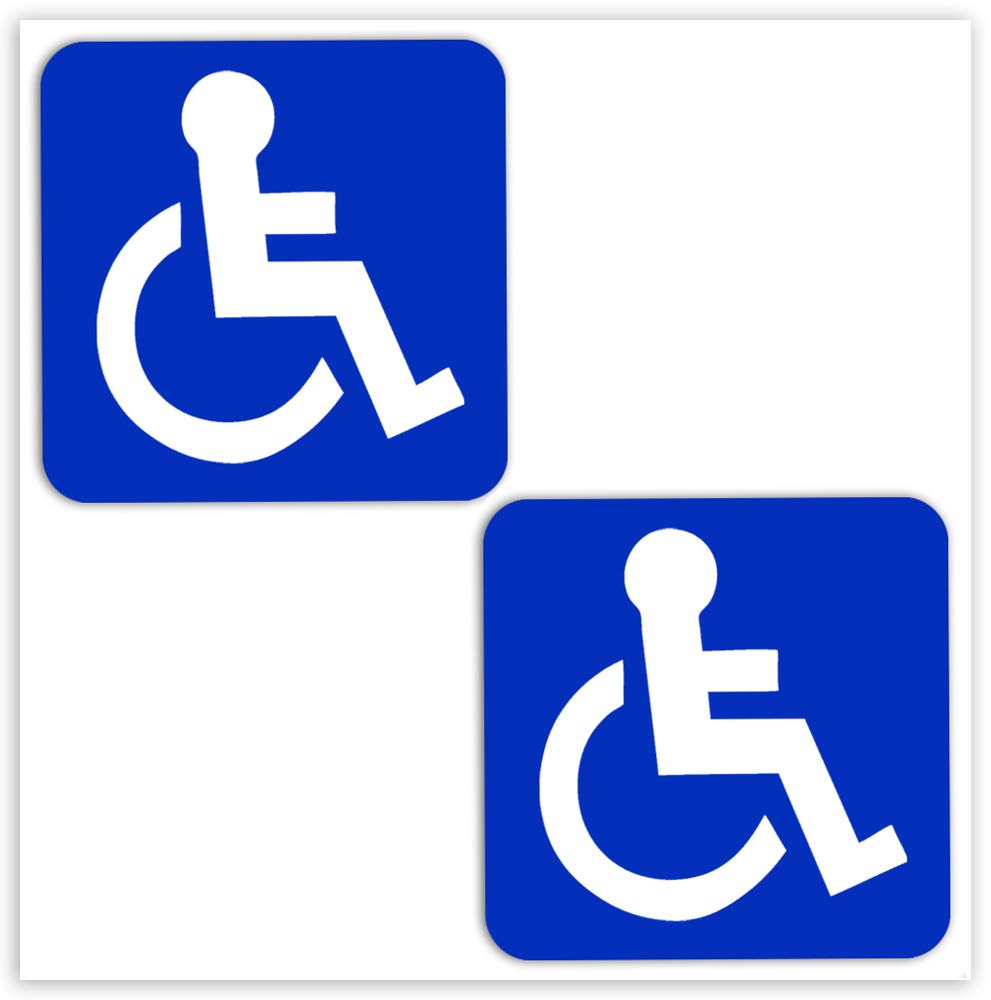 SkinoEu® 2 x PVC Waterproof 100% UV Protected Invalid Disabled Handicap Sign Wheelchair Auto Moto Windows Home Stickers B 1