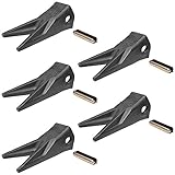 Titan Attachments Set of (5) 23WTL Bucket Twin Tiger Tooth Assembly w/ 23TFP Flex Pin