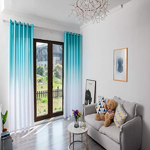 charmsamx Gradient Color Tulle Voile Sheer Curtains 105 Inch Long Privacy Protection Grommet Sheers Energy Saving Semi Blackout Drapes Single Panel Window Treatment for Bedroom Living Room - Thumbnail 2