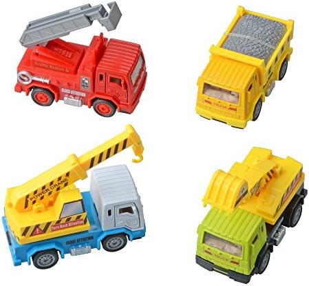 Camande 4PCS Engineering Construction Vehicles Set ,Die-Cast Vehicles Truck Mini Car Toy For Kids Toddlers Boys, Pull Back and Go Car Toy Play Set