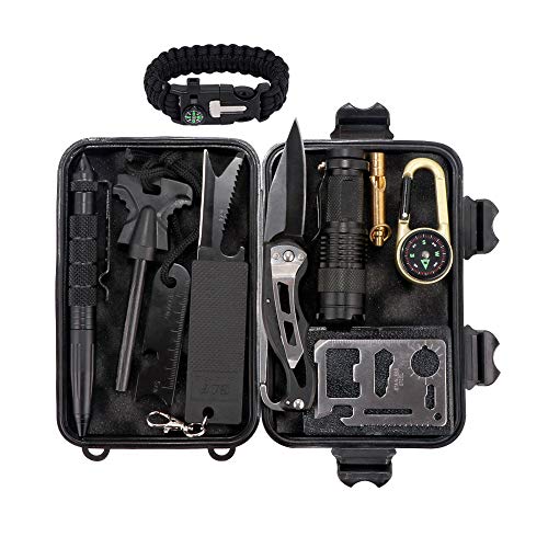 Emergency Survival Gear Kit 13 in 1,Outdoor Survival Tools Set with Tactical Pen,Fire Starter