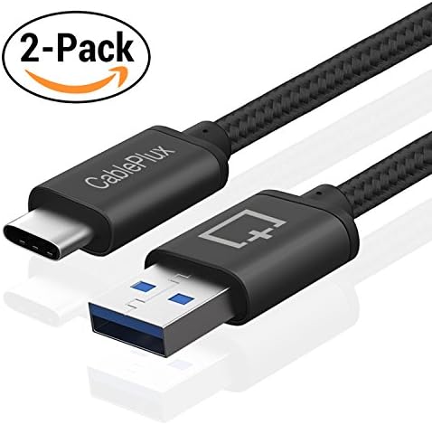 USB Type C Cable, CablePlux USB-C to USB 3.0 Braided Cord (2 Pack, 6.6ft/2m Black) with Fast Charging and Syncing for Galaxy Note 8, Galaxy S8 & S8 Plus, Google Pixel 2, Pixel 2 XL, LG V30, HTC U11