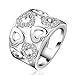 NYKKOLA Beautiful 925 Jewelry Austrian Crystal Hollow Heart Sweet Love Silver Ring Band(Q)