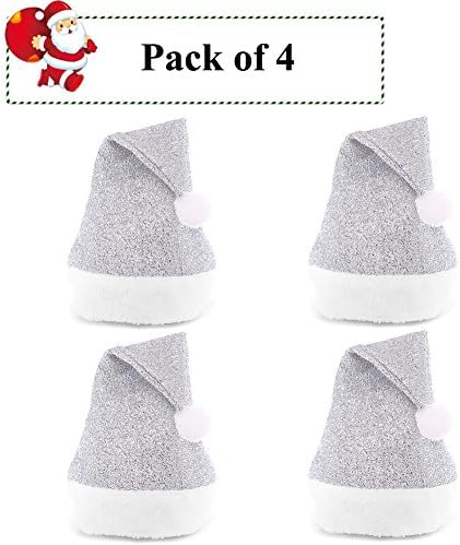 Christmas Santa Sequin Hat Xmas Christmas Costumes Accessories Decoration Hat Party Supplies,Pack of 4