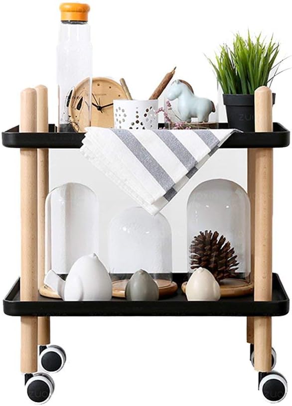 YAOS Perfect Furniture Move The Side Table, Trolley Coffee Table Rectangle Mobile Dining Car Lazy Table Dressing Table Stylish Black White |355056CM Tea Table (Color : Black)