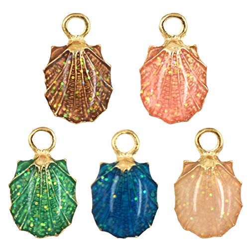 30 PCS Colors Enamel DIY Jewelry Necklace Bracelet Pendants, Charms Conch Starfish Sea Shell Mixed for Jewelry Making (30PCS C)