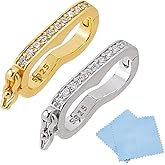 Hobbspring 2pcs Necklace Shortener Clasp 925 Sterling Silver Enhancer Push Clasps Connector Peanut Pearl Click Clasp Connector with Rhinestone for Pearl Gemstone Bead Necklace Jewelry Making