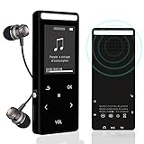 Bluetooth MP3 Player, 8GB Lossless Sound Entry Hi-Fi Touch Button Built-in Speaker Bluetooth 4.0 Music Players with FM Radio and Voice Recorder Function, Supports up to 64GB SD Card (Black)