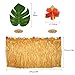 KUUQA Luau Hawaiian Grass Table Skirt and 48 Pcs Artificial Tropical Palm Monstera Leaves Hibiscus Flowers for Aloha Tiki Jungle Moana Theme Tropical Birthday Party Decorations Ideas Supplies