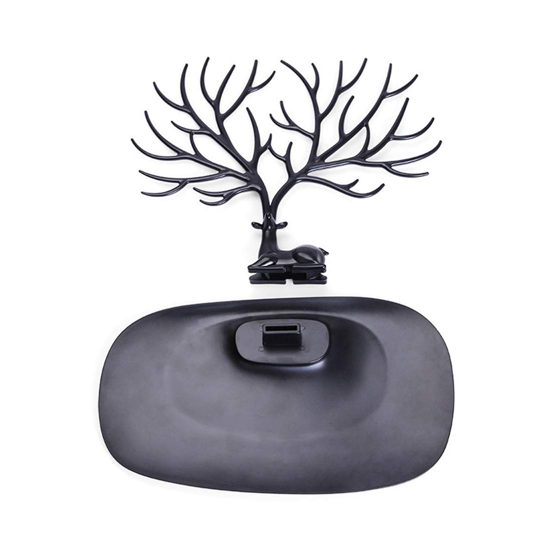 HEVÜY Schmuckbaum aus Kunststoff Geweih, Hirschkopf Schmuckständer für Ketten Ohrringe Ringe - Deko Schmuck Aufbewahrung - Moderner Stil Ständer (Schwarz)