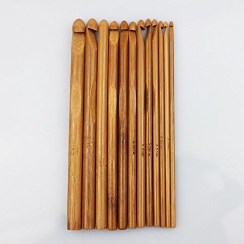 12 Sizes Carbonized Bamboo Handle Crochet Hooks Knit Weave Yarn Craft Knitting Needle
