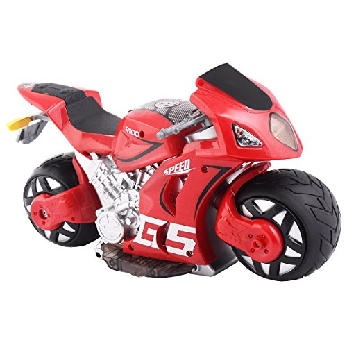 Costzon Red 1/8 Scale 2.4G 4D R/C Simulation Remote Control Drift Motorcycle Kids Toys