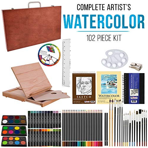 U.S. Art Supply 103Piece Deluxe Art Creativity Set in Wooden Case with