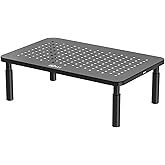 WALI Computer Monitor Stand for Desk, Adjustable Laptop Riser, up to 44 lbs | Monitor Riser Under-Desk Storage, Fits Monitors, Laptops, Printers, for Home, Office, School Supplies (STT003), 1 Pack, Black