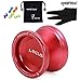 MAGICYOYO V6 Locus Responsive Yoyo for Kids & Beginners, Professional Yoyos Tricks, Metal Yo-yo+ Yo Yo Glove+ 5 Yo-yos Strings+ Pouch Kit, Red