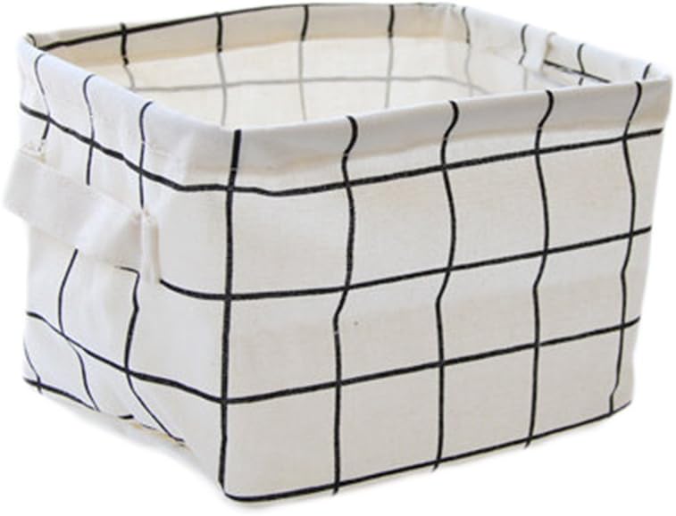 Weimay Storage Box Grid Pattern Folding Desk Storage Basket Toys Organizer Storage Bin (White) 20 X 16 X 14CM white