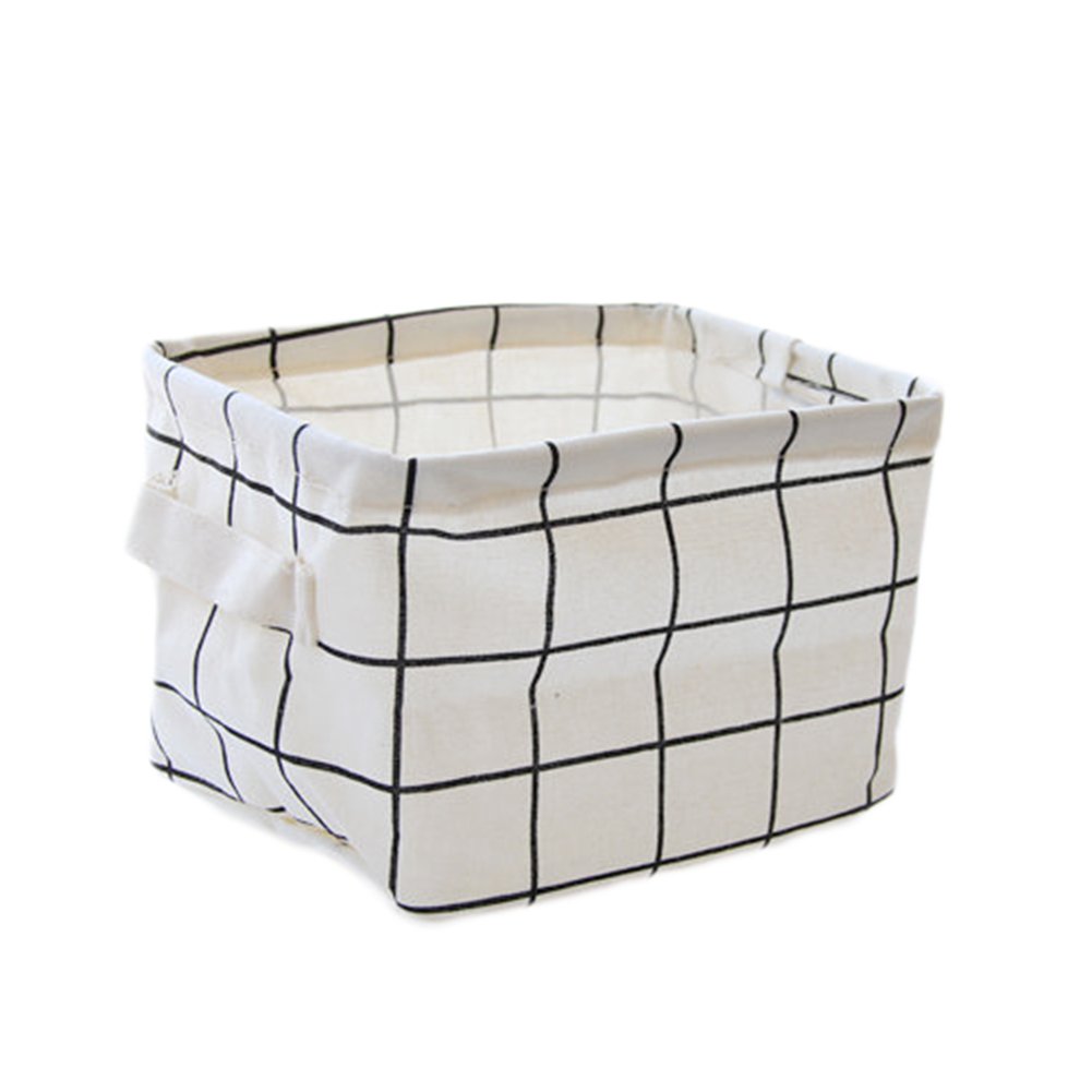 Weimay Storage Box Grid Pattern Folding Desk Storage Basket Toys Organizer Storage Bin (White) 20 X 16 X 14CM white