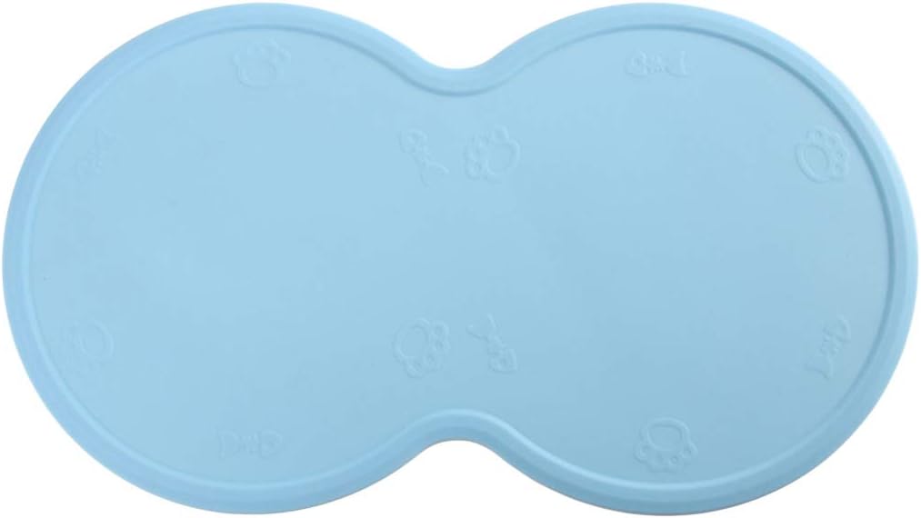 nosii Silicone Pet Feeding Placemat Anti-Skid Spill-Proof Dog Cat Food Mat for 2 Bowls