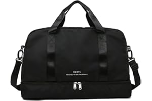 FOAN & MABLE Gym Bag for Women with Shoe Compartment ，Light Sports Travel Duffel Bag Large Capacity Weekender Overnight Bag for Women Girls Travel, Gym, Yoga, School （Black）